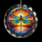 Stained Glass Style Dragonfly Suncatcher Ornament