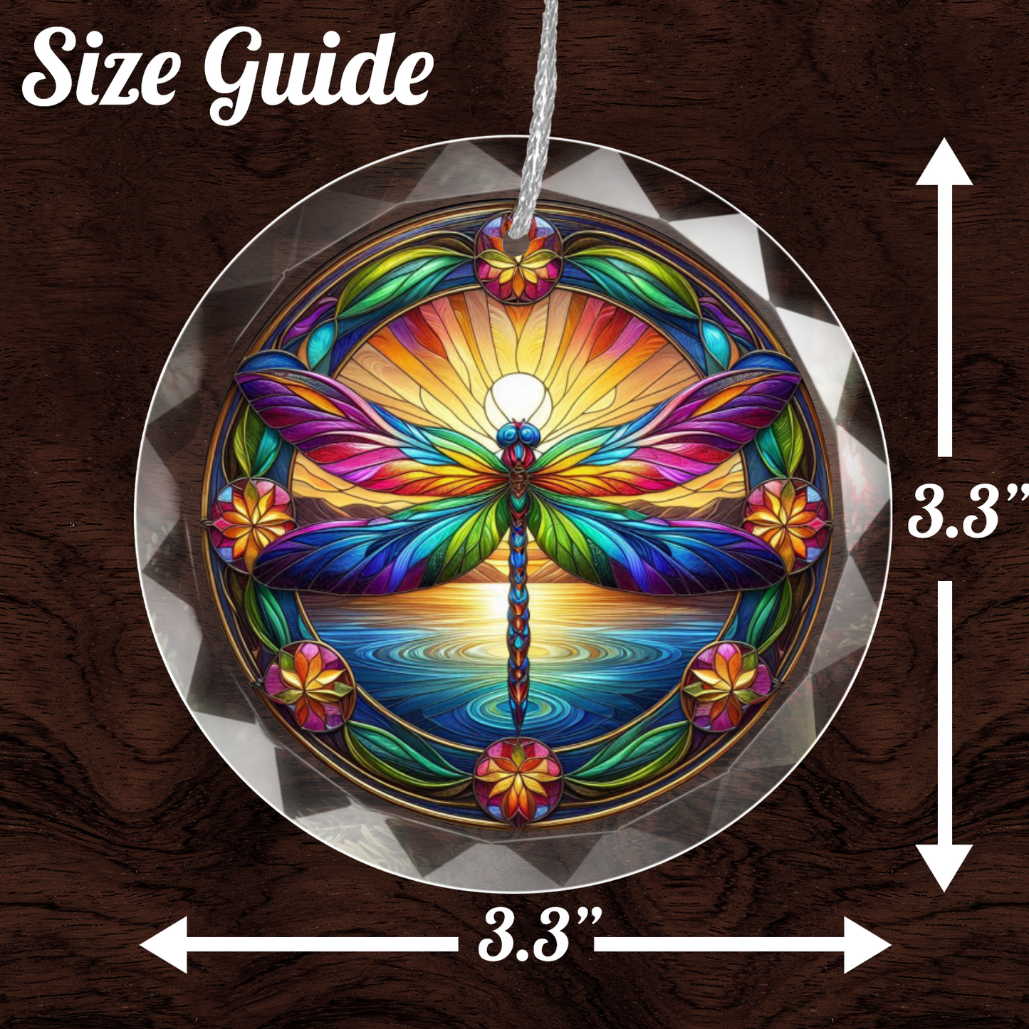 Stained Glass Style Dragonfly Lover Ornament