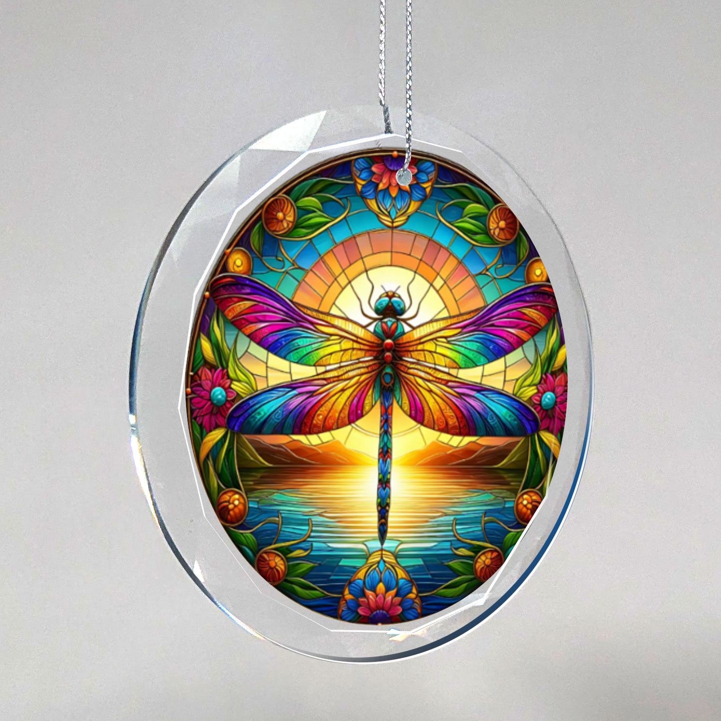 Dragonfly Stained Glass Look Ornament