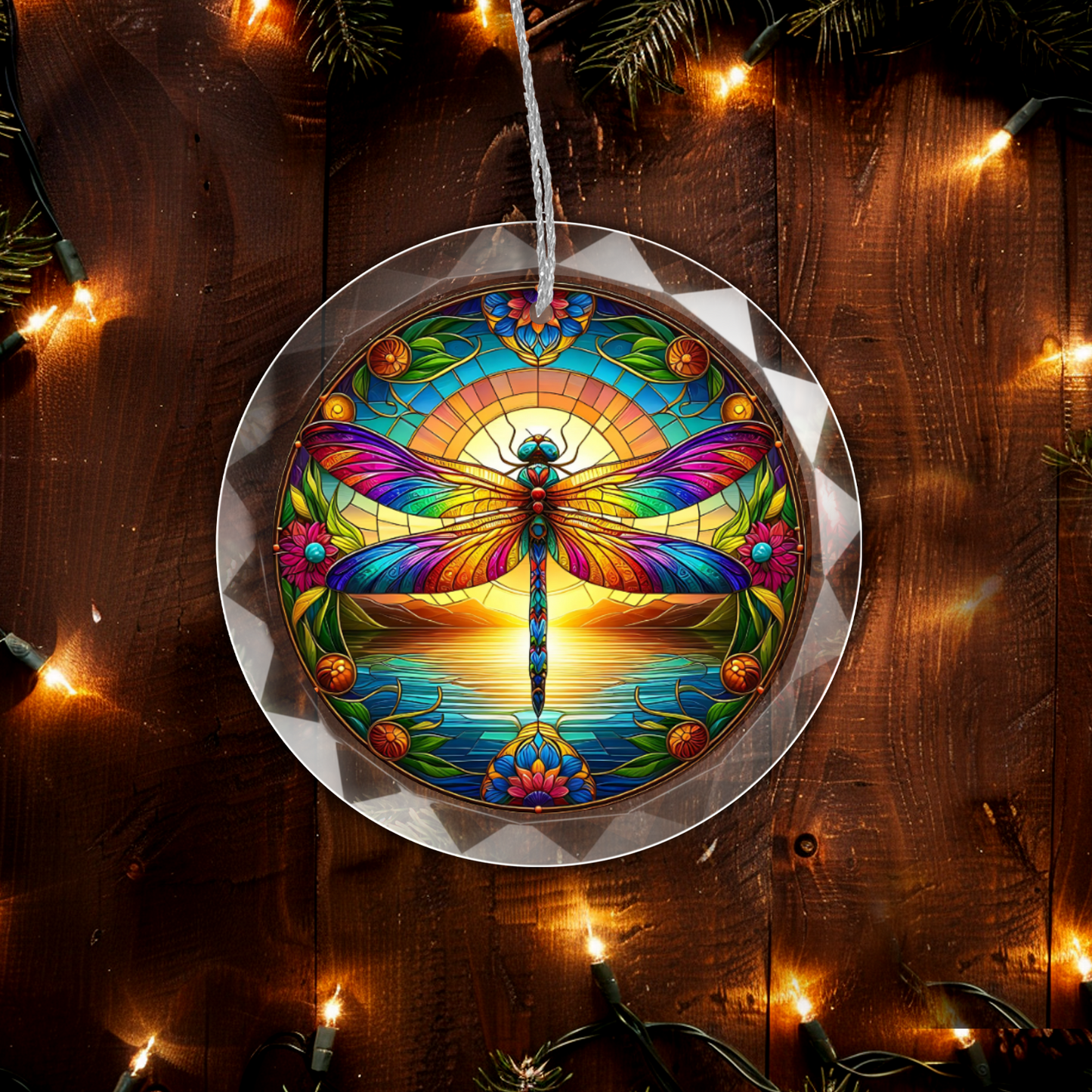 Dragonfly Stained Glass Look Ornament