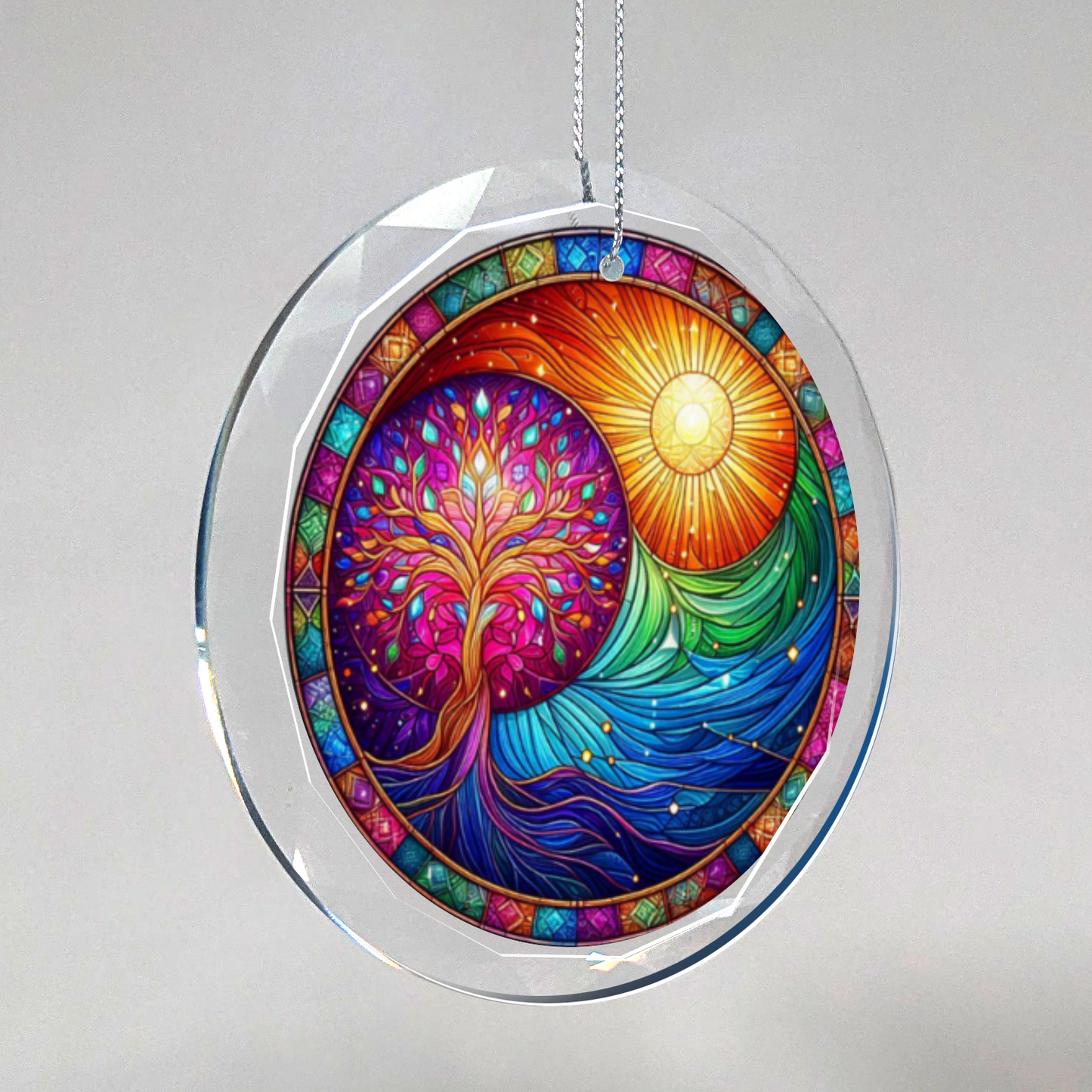 Stained Glass Style Tree of Life Ornament