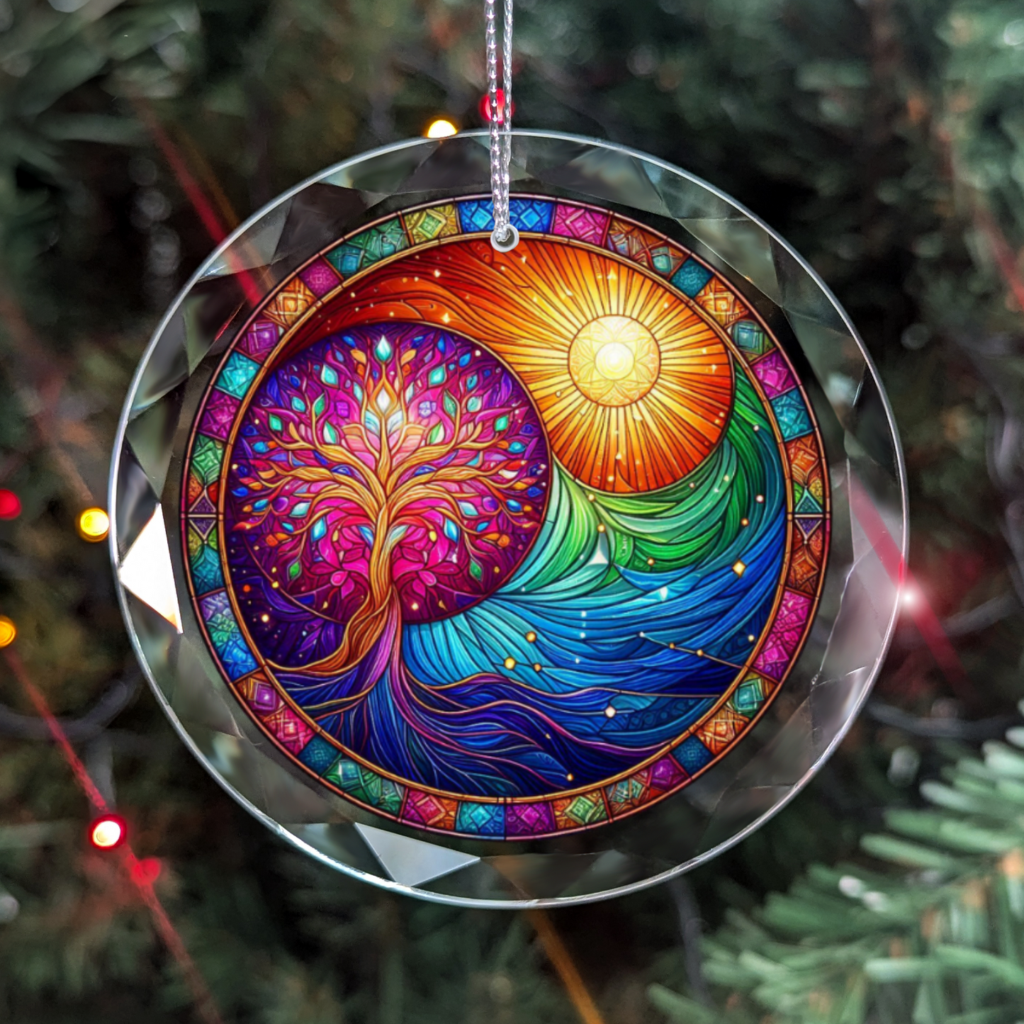 Stained Glass Style Tree of Life Ornament