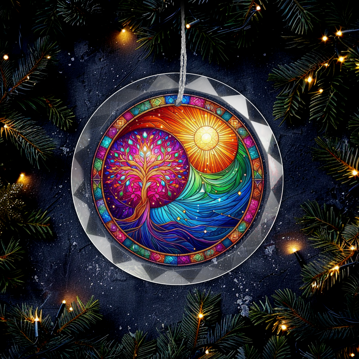 Stained Glass Style Tree of Life Ornament