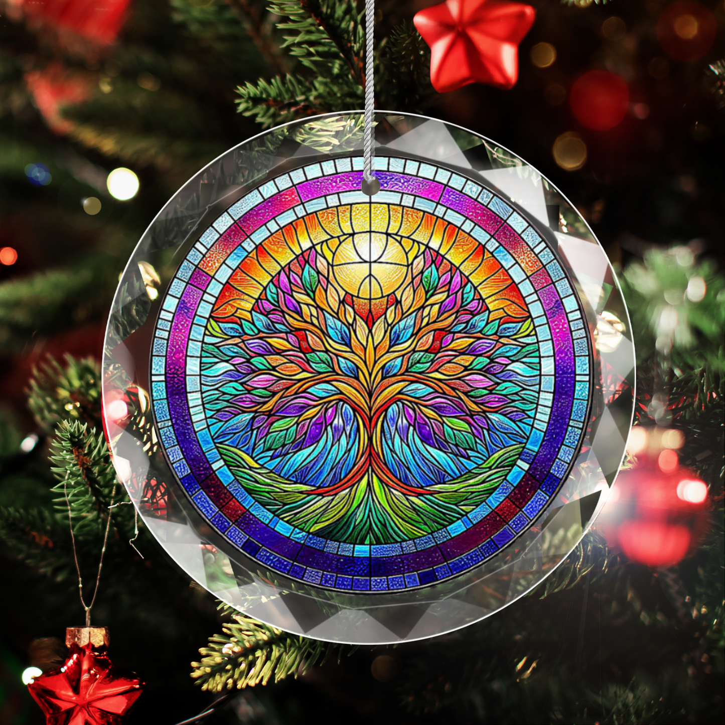 Stained Glass Style Tree of Life Ornament