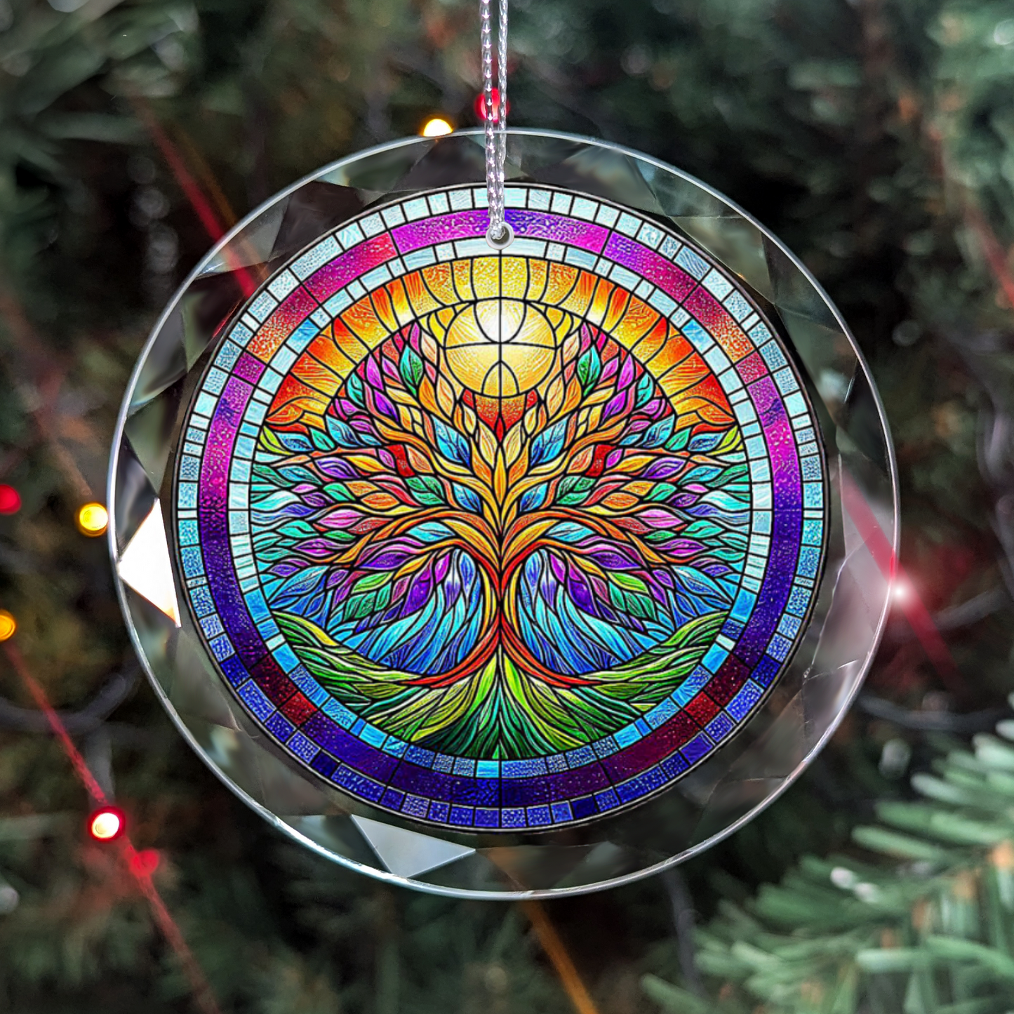 Stained Glass Style Tree of Life Ornament