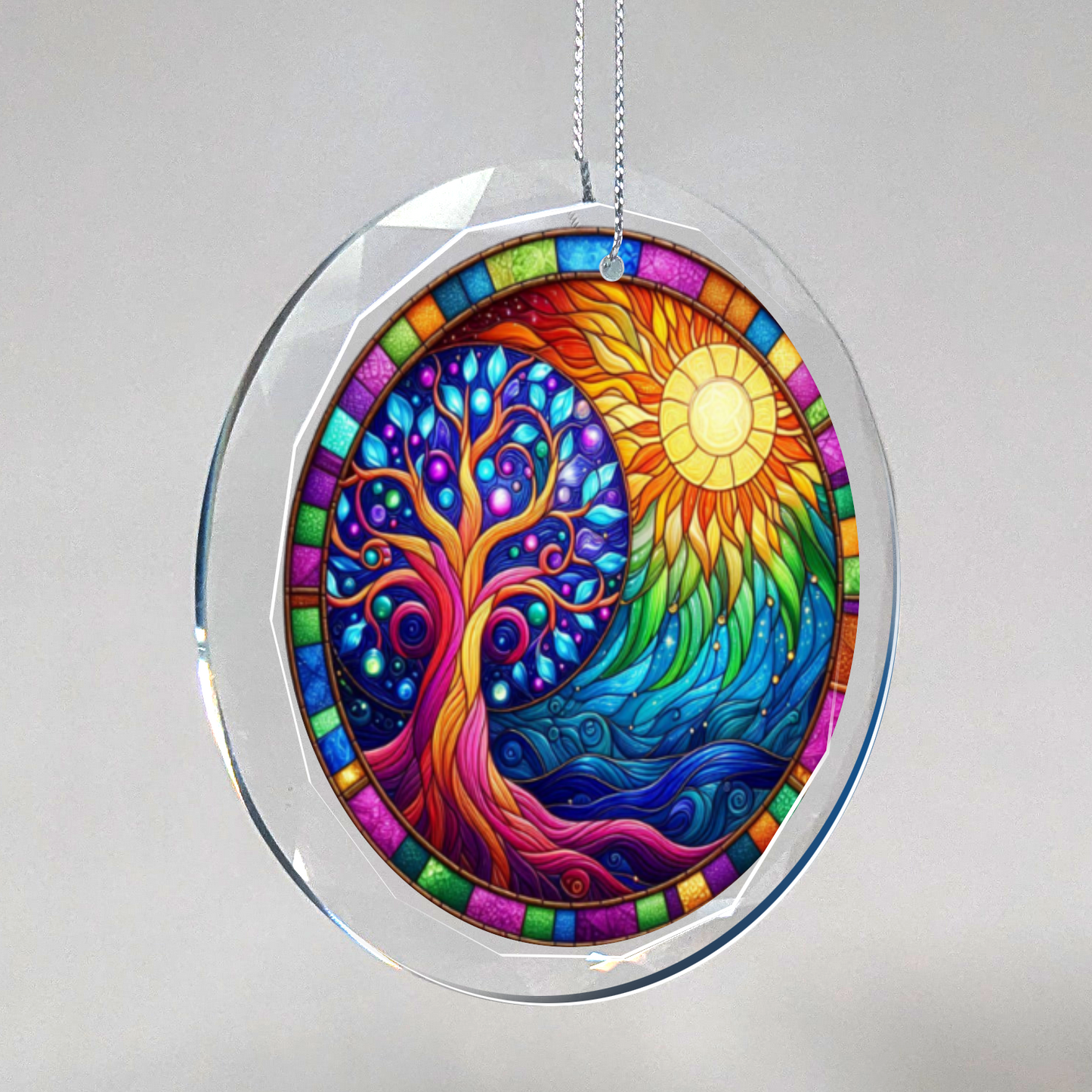 Stained Glass Style Tree of Life Ornament