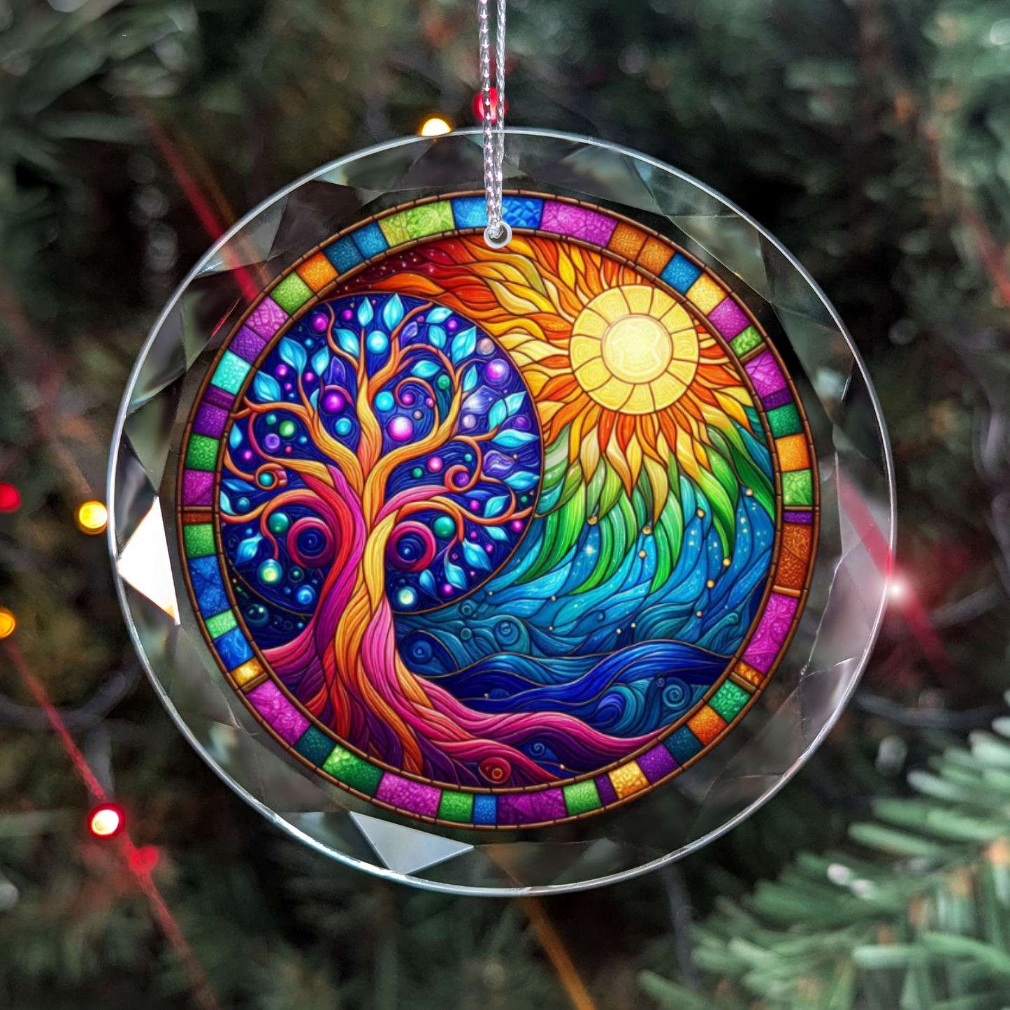 Stained Glass Style Tree of Life Ornament