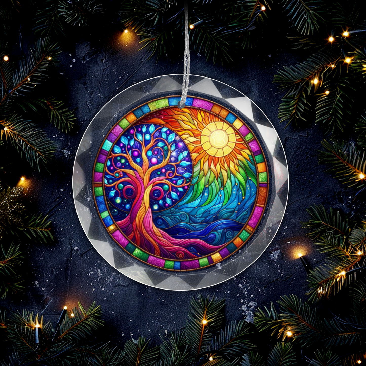 Stained Glass Style Tree of Life Ornament