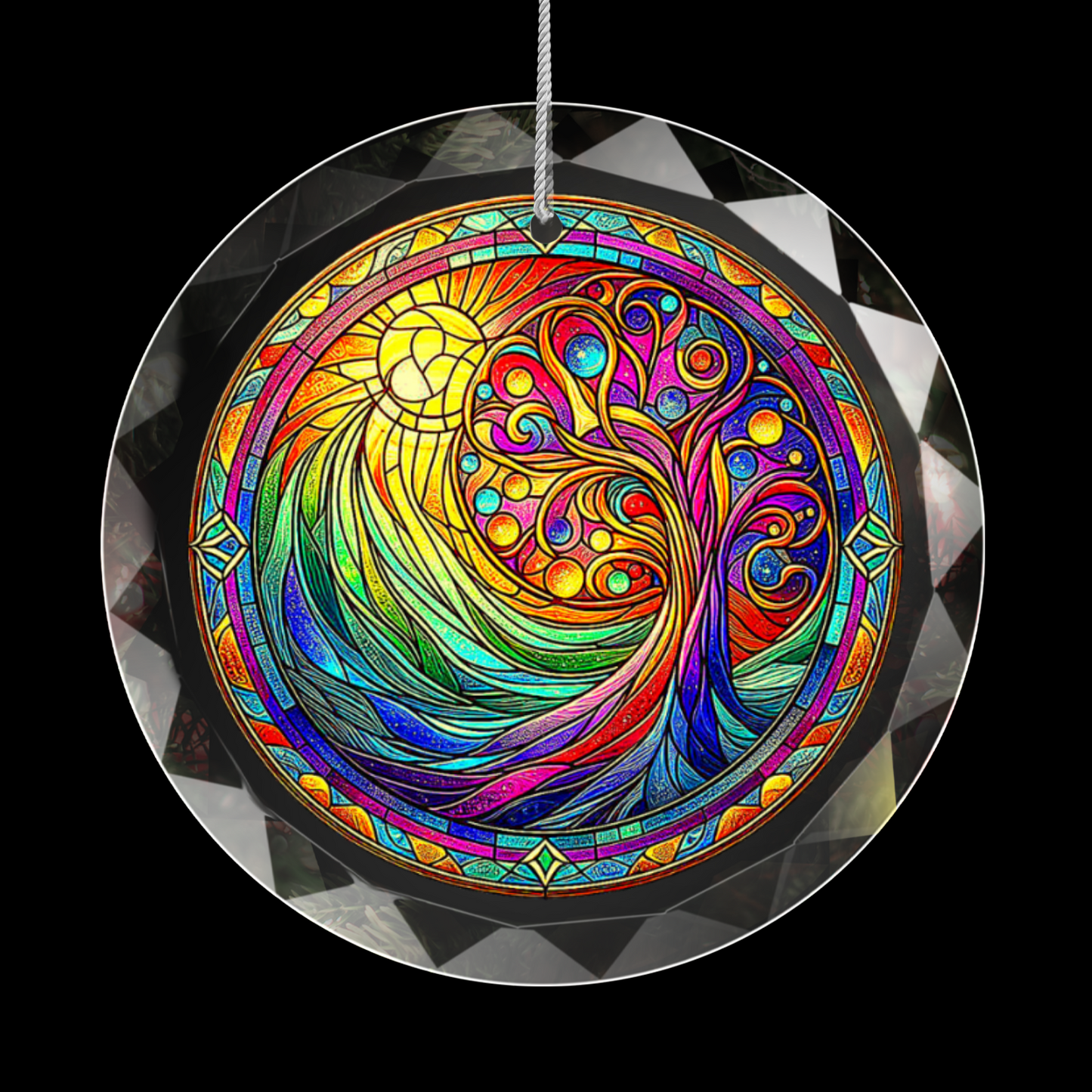 Stained Glass Style Tree of Life Ornament