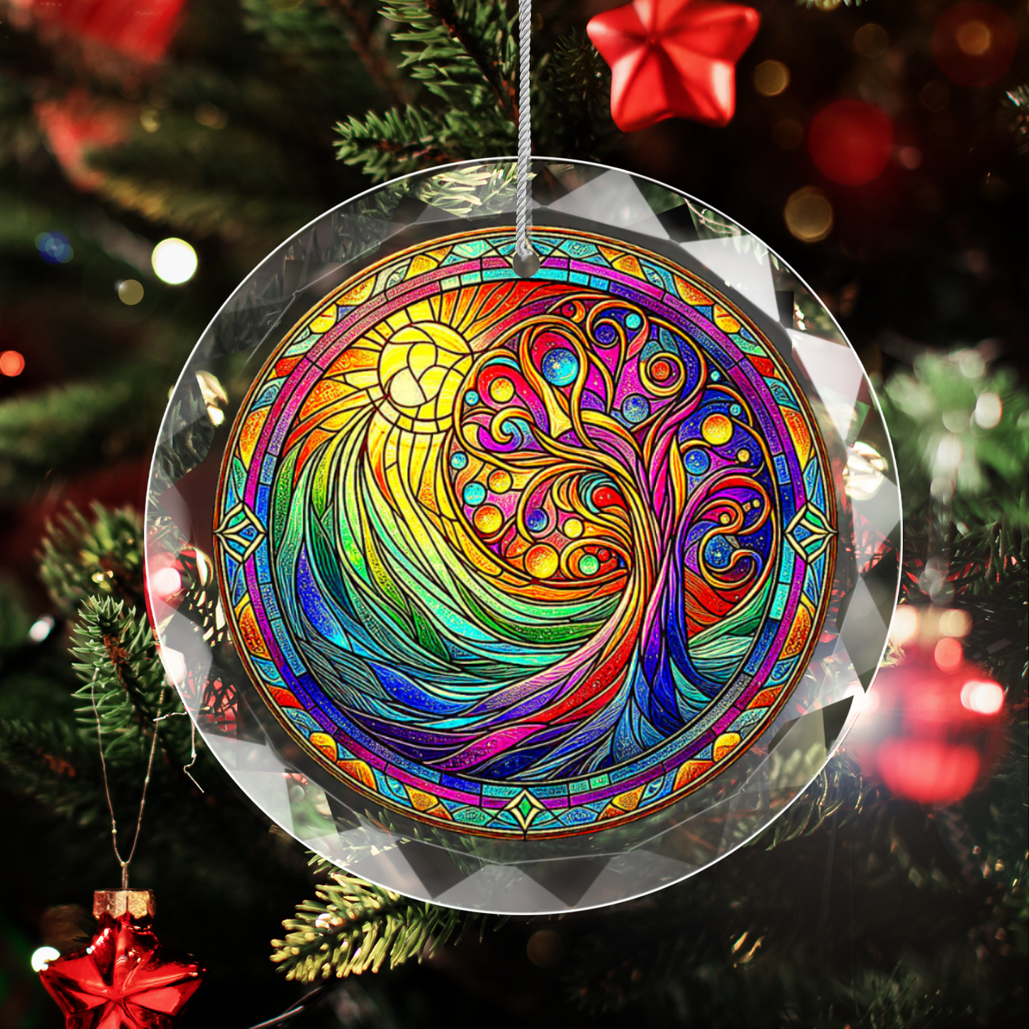 Stained Glass Style Tree of Life Ornament