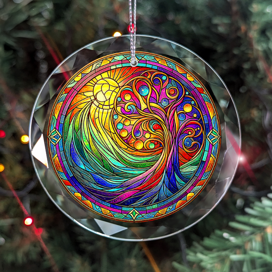 Stained Glass Style Tree of Life Ornament