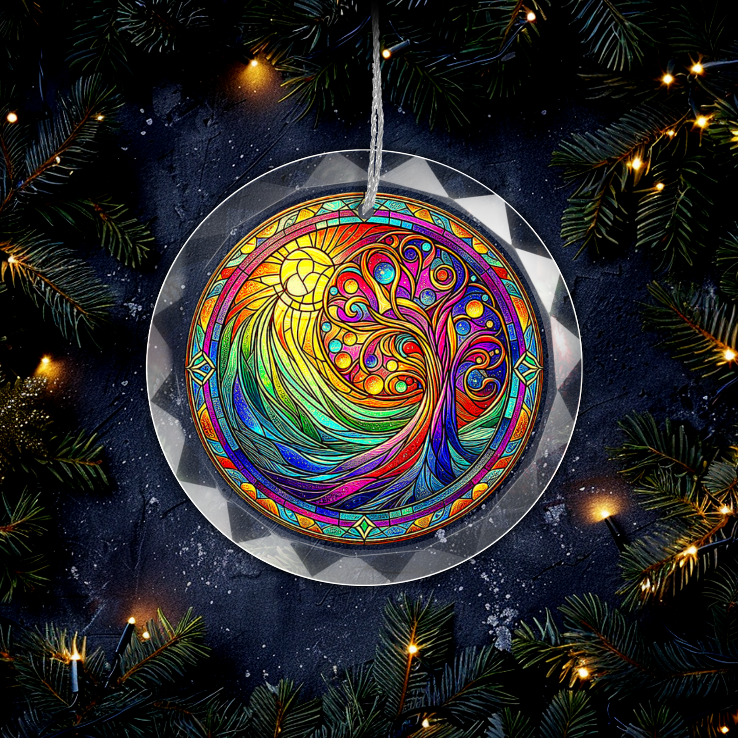 Stained Glass Style Tree of Life Ornament