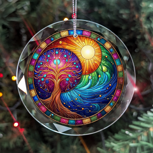 Stained Glass Style Tree of Life Ornament