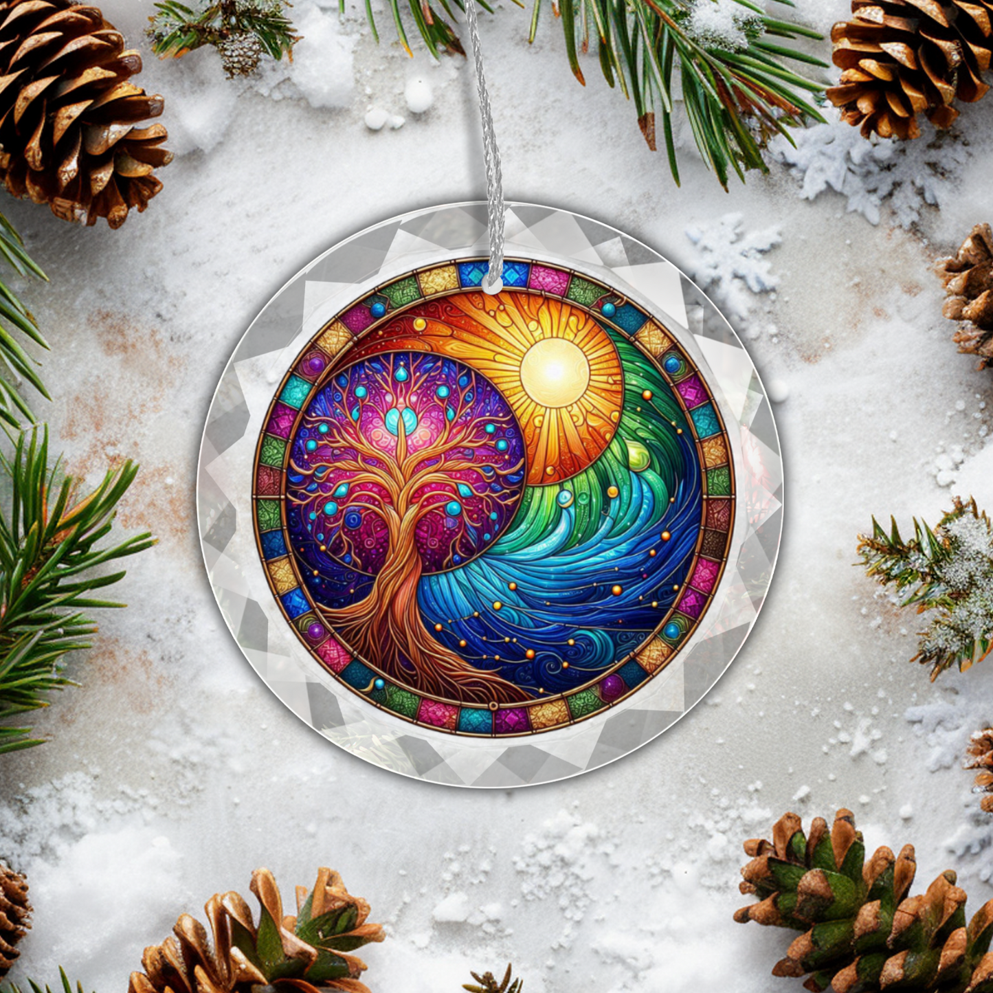 Stained Glass Style Tree of Life Ornament