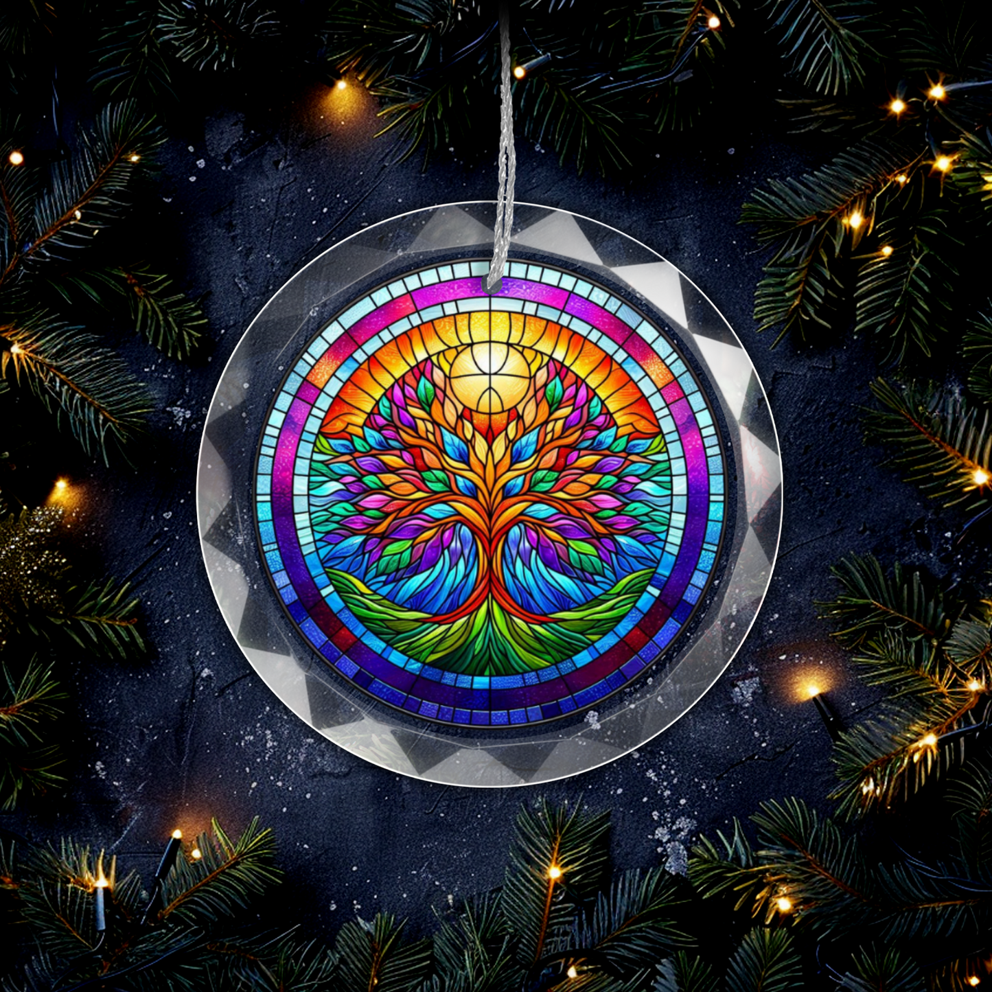 Stained Glass Style Tree of Life Ornament