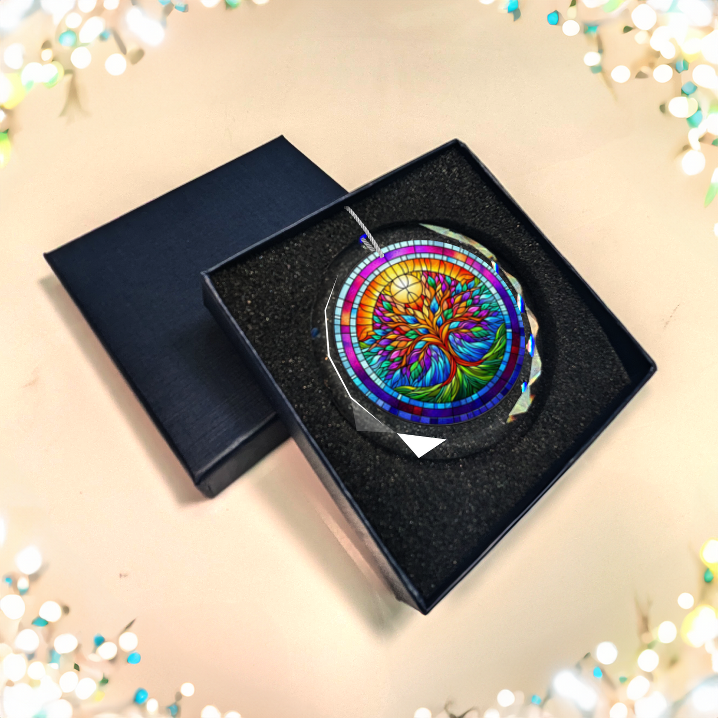 Stained Glass Style Tree of Life Ornament