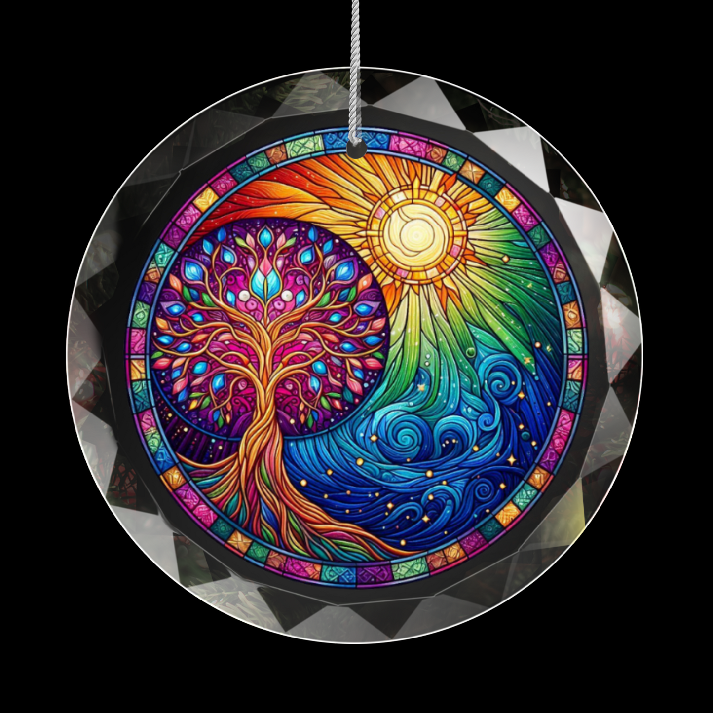 Stained Glass Style Tree of Life Ornament