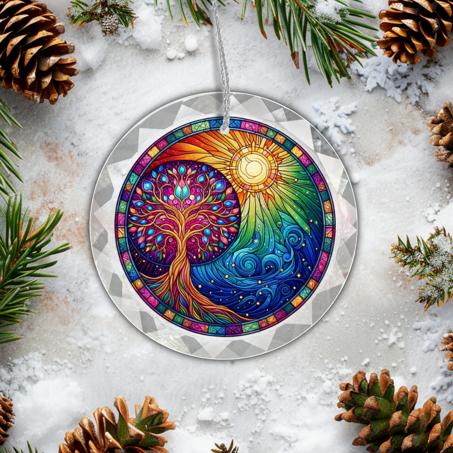 Stained Glass Style Tree of Life Ornament