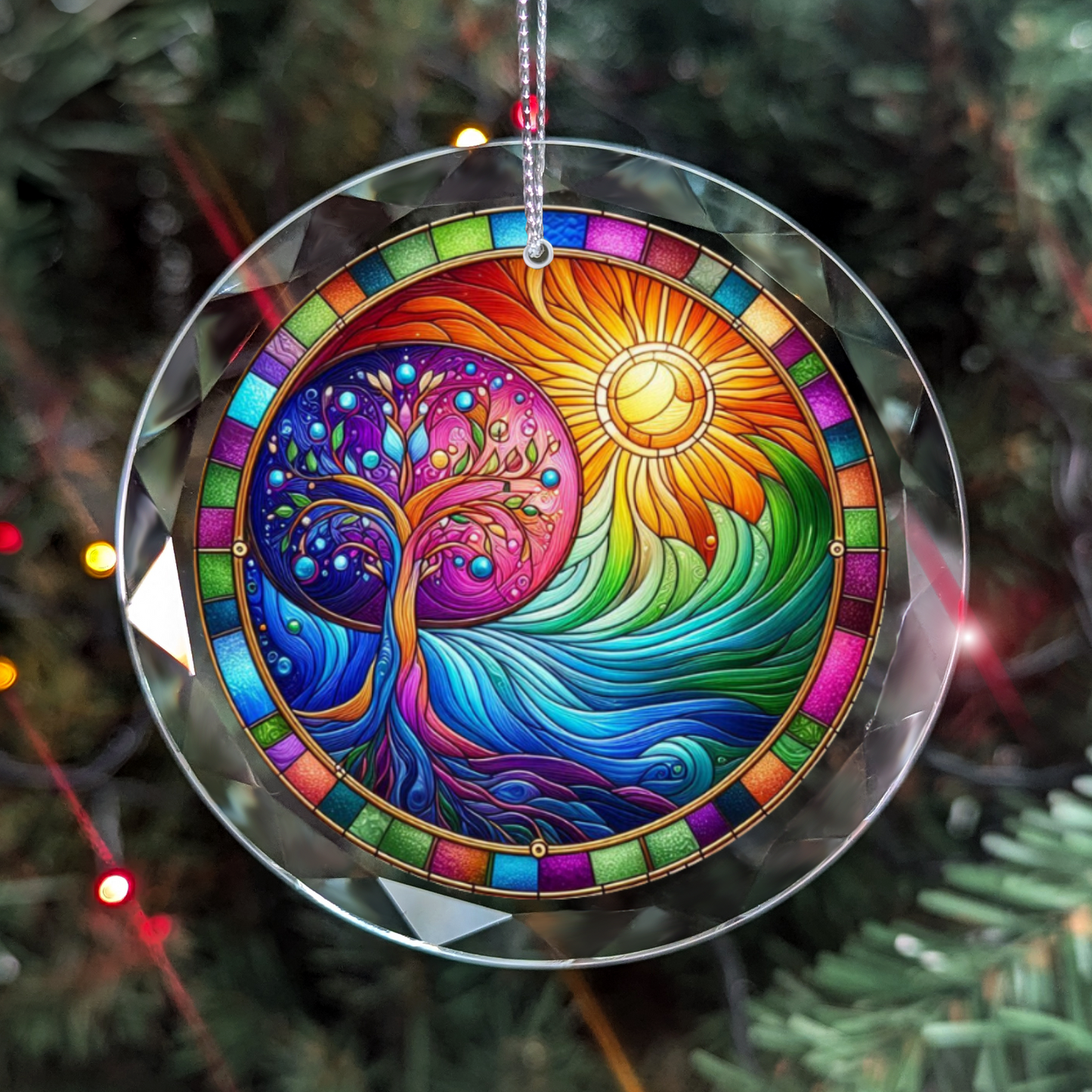 Stained Glass Style Tree of Life Ornament