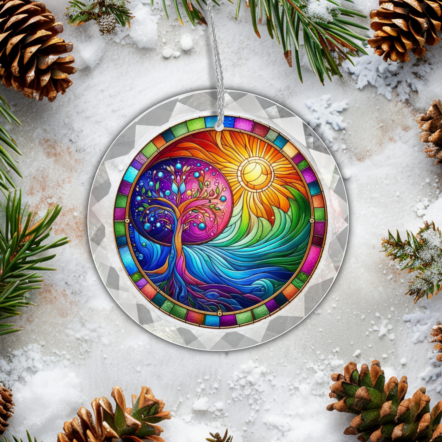 Stained Glass Style Tree of Life Ornament