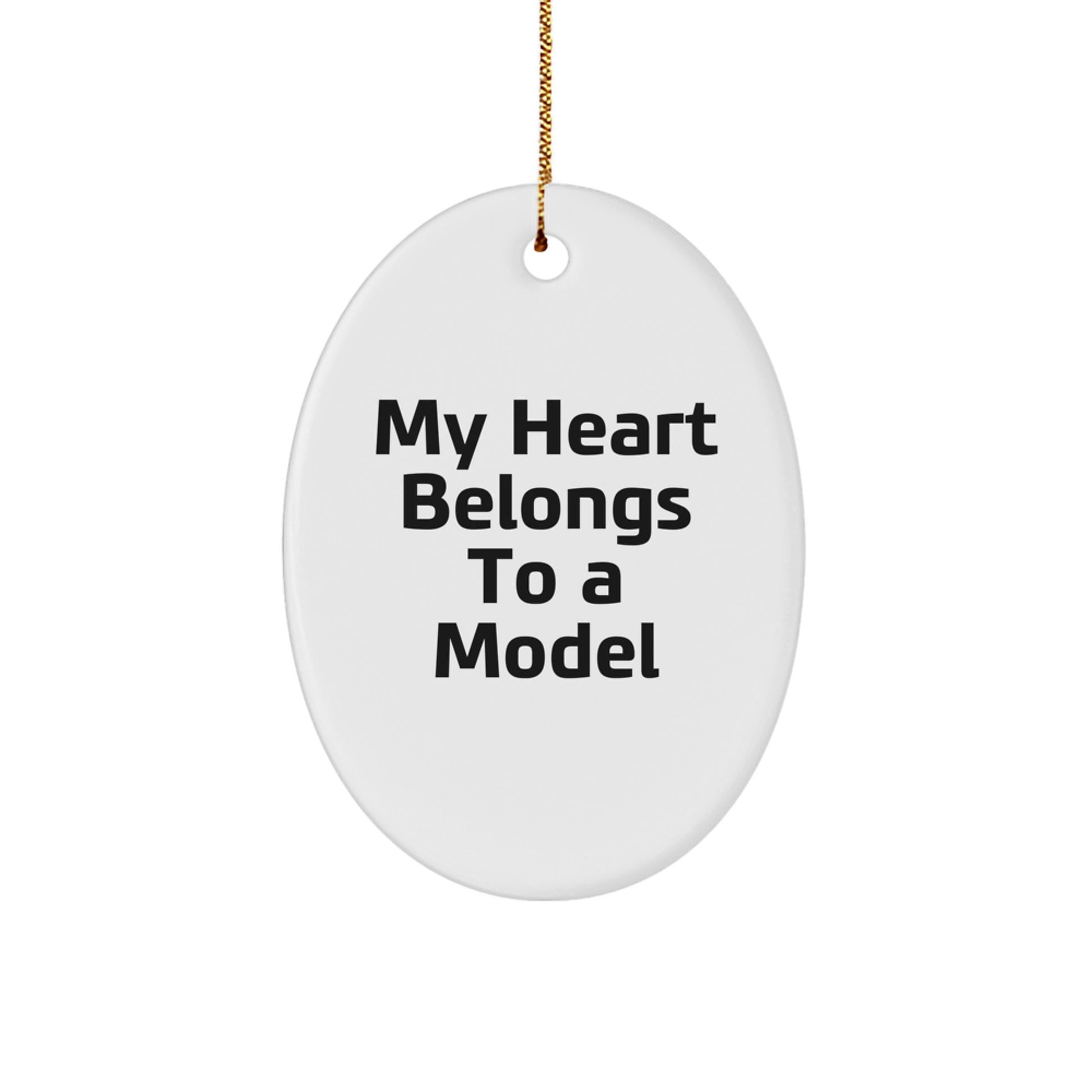 Funny My Heart Belongs To A Model Gifts for Model Enthusiasts Oval Ornament - Image 1
