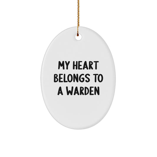 Funny Warden Oval Ornament Gifts from Men to Warden Friends for Christmas Unique Decoration - Image 1