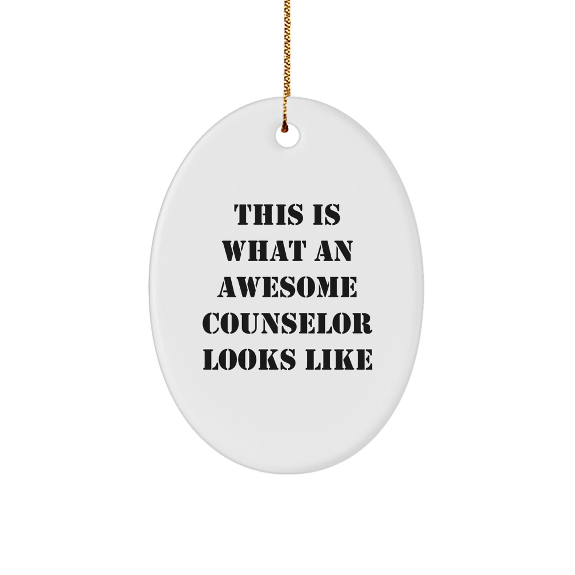 Funny Counselor Gifts from Friends - This Is What An Awesome Counselor Looks Like Oval Ornament for Christmas - Image 1