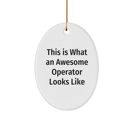 Funny Operator Gifts from Friends for Christmas - Oval Ornament with 'This Is What An Awesome Operator Looks Like' Quote - Image 1