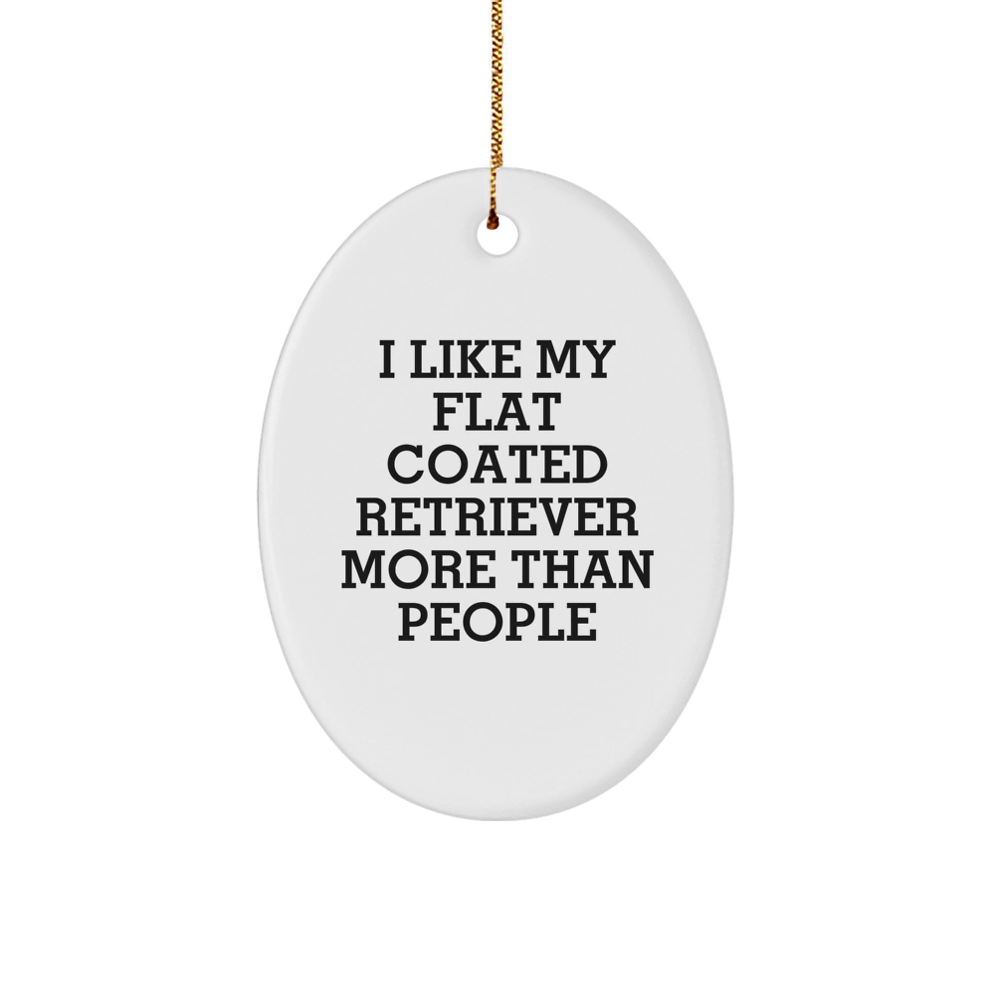 Funny Flat Coated Retriever Dog Gifts for Men, 'I Like My Flat Coated Retriever More Than People' Oval Ornament for Christmas Unique Gifts from Family - Image 1