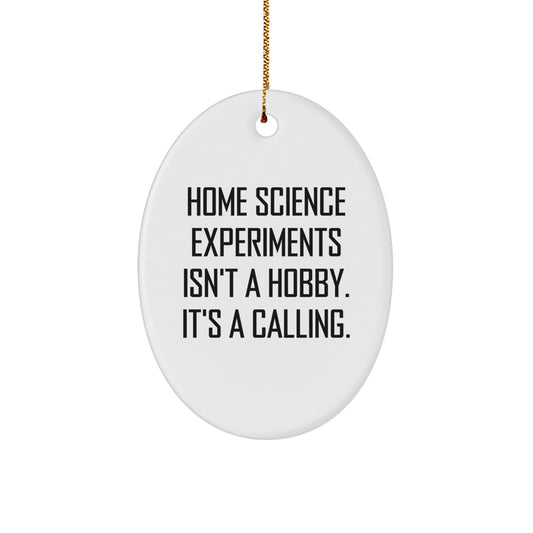 'Home Science Experiments Are A Calling! Gifts from Family for Home Science Experiments Enthusiasts, Oval Ornament, Christmas Unique Gifts' - Image 1