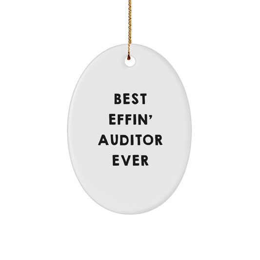 Funny Auditor Gifts for Men, Oval Ornament 'Best Effin' Auditor Ever' Christmas Unique Presents from Family - Image 1