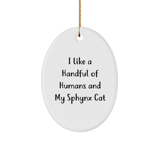 Sphynx Cat Lovers Gifts from Family, Sphynx Cat Oval Ornament, Funny Quote, Christmas Unique Gifts - Image 1