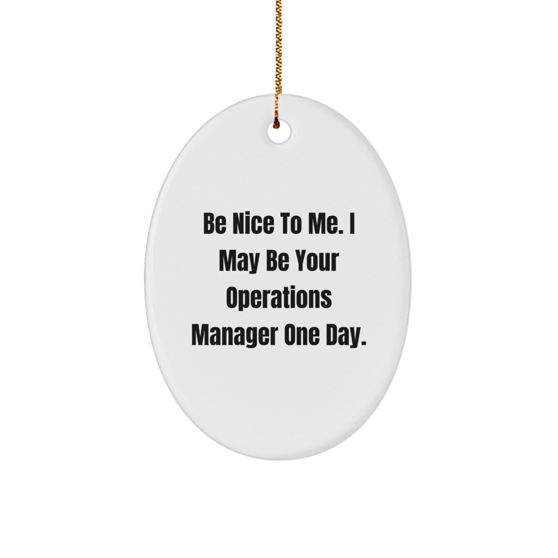 Funny Operations Manager Gift, Be Nice To Me, Oval Ornament for Christmas, Gifts from Friends, Gifts for Operations Manager - Image 1