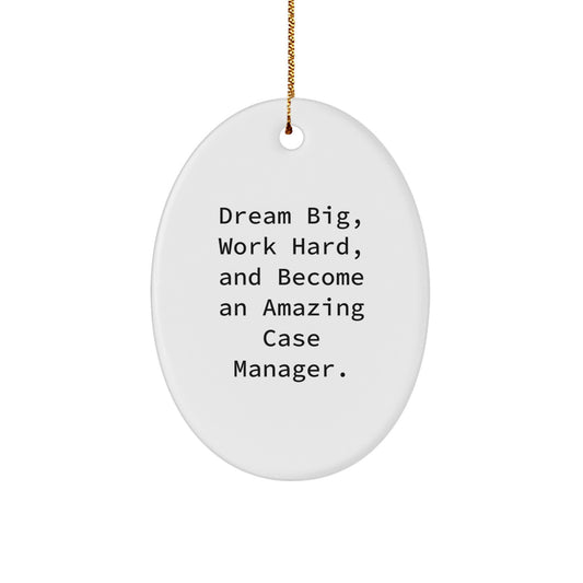 Funny Christmas Unique Gifts for Case Manager Oval Ornament - Dreams Big, Work Hard, Amazing - Image 1