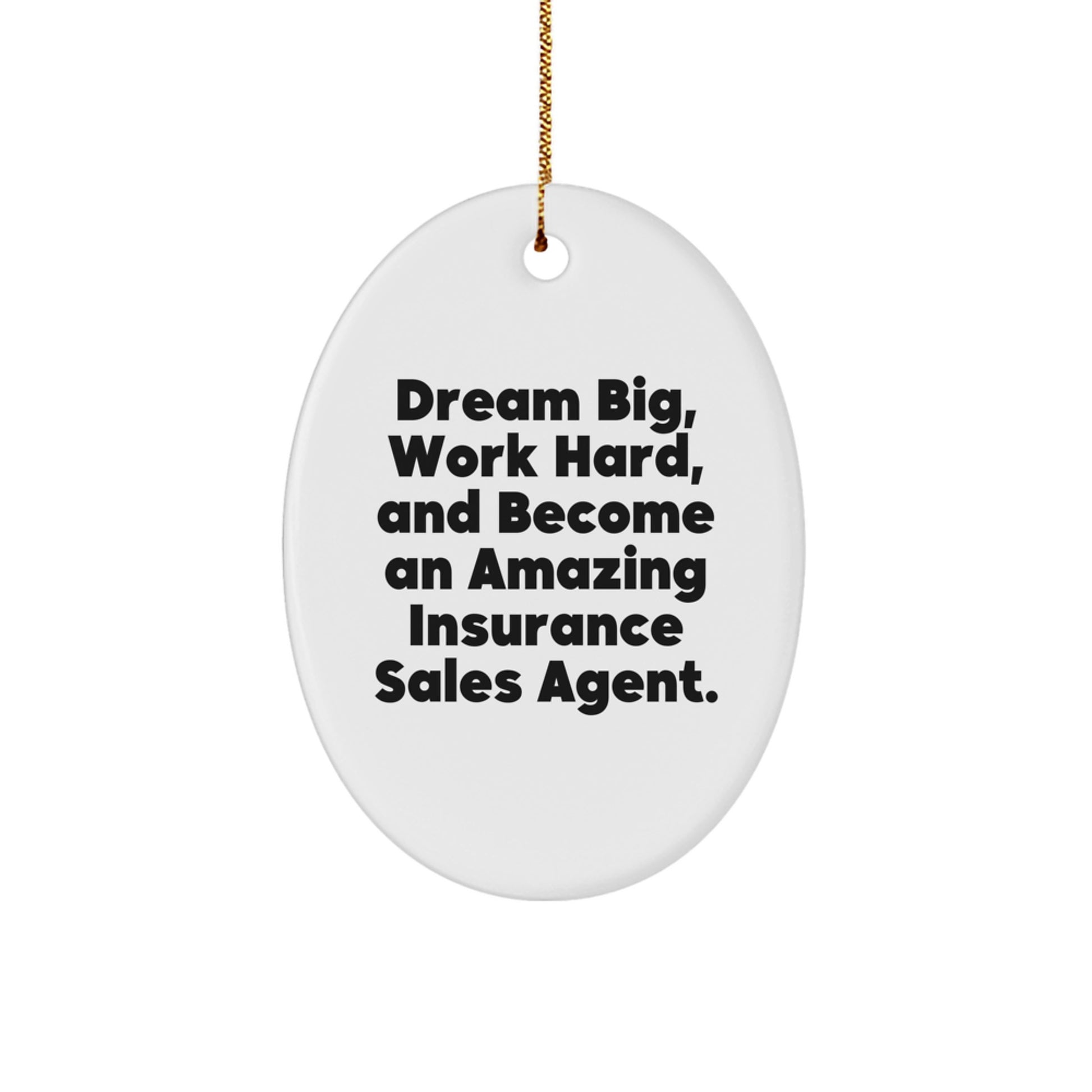 Insurance Sales Agent Gifts - Dream Big, Work Hard, Oval Ornament for Men, Women, Coworkers, Family - Christmas Unique Gifts from Friends and Family - Image 1