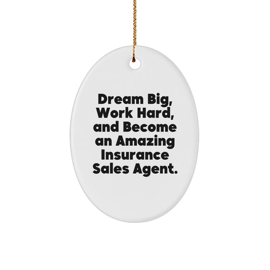 Insurance Sales Agent Gifts - Dream Big, Work Hard, Oval Ornament for Men, Women, Coworkers, Family - Christmas Unique Gifts from Friends and Family - Image 1