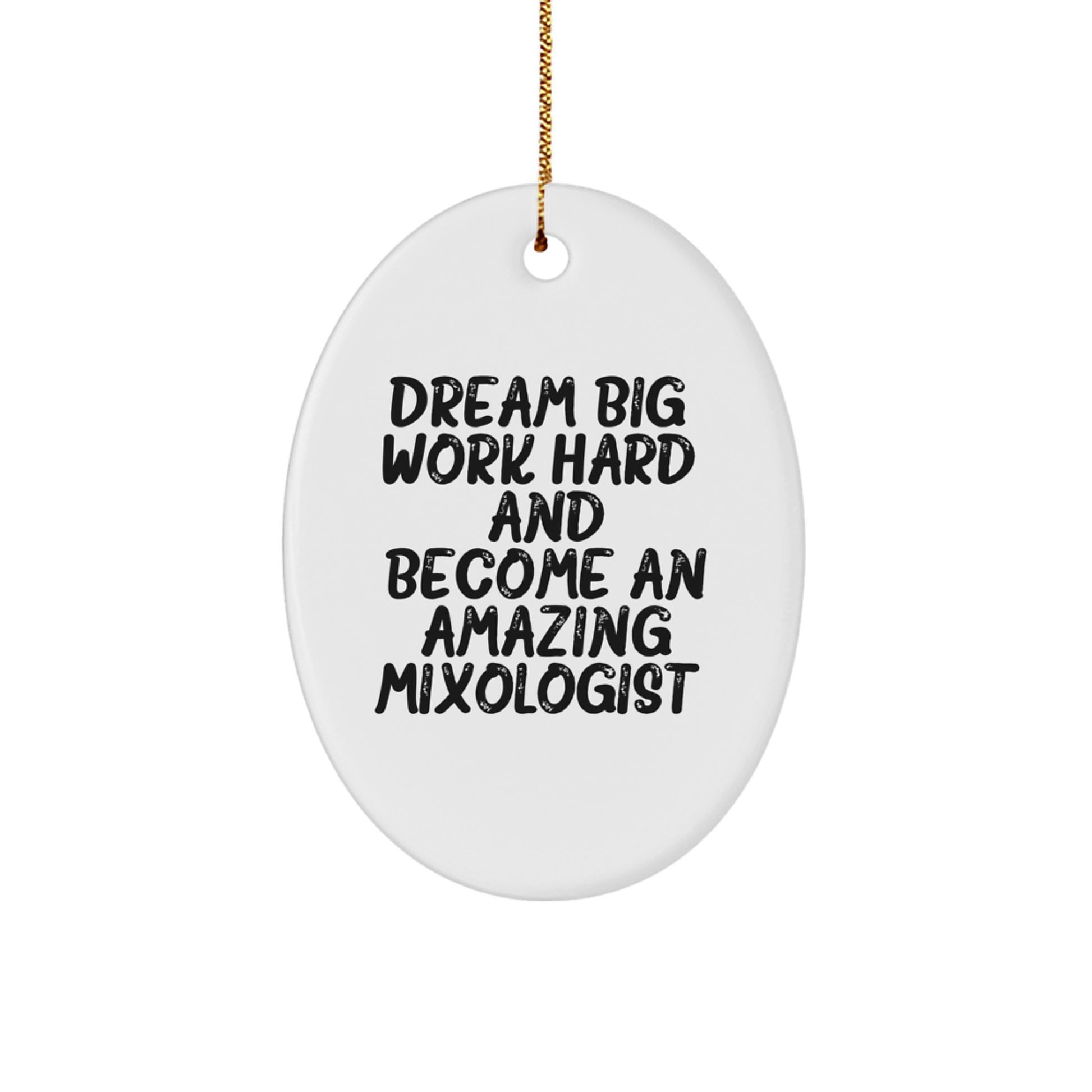 Inspiring Mixologist Gifts from Family - Dream Big, Work Hard Oval Ornament, Christmas Unique Presents for Friends and Women Mixologists - Image 1