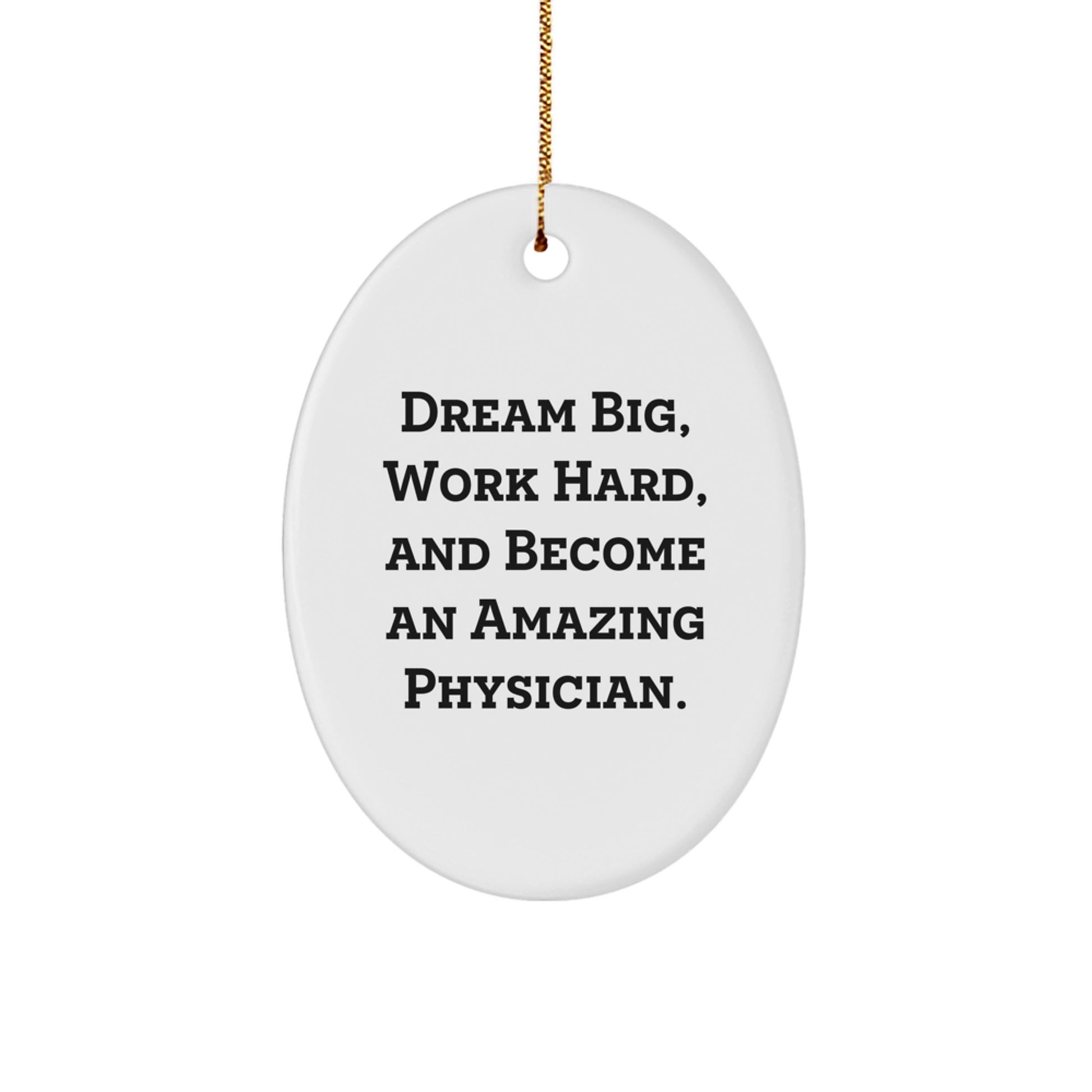 Gifts from Family - Inspirational Physician Christmas Oval Ornament for Men, 'Dream Big, Work Hard, And Become An Amazing Physician.' - Image 1