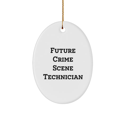 Funny Crime Scene Technician Gifts for Friends - Future Crime Scene Technician Oval Ornament, Christmas Unique Gifts from Family - Image 1