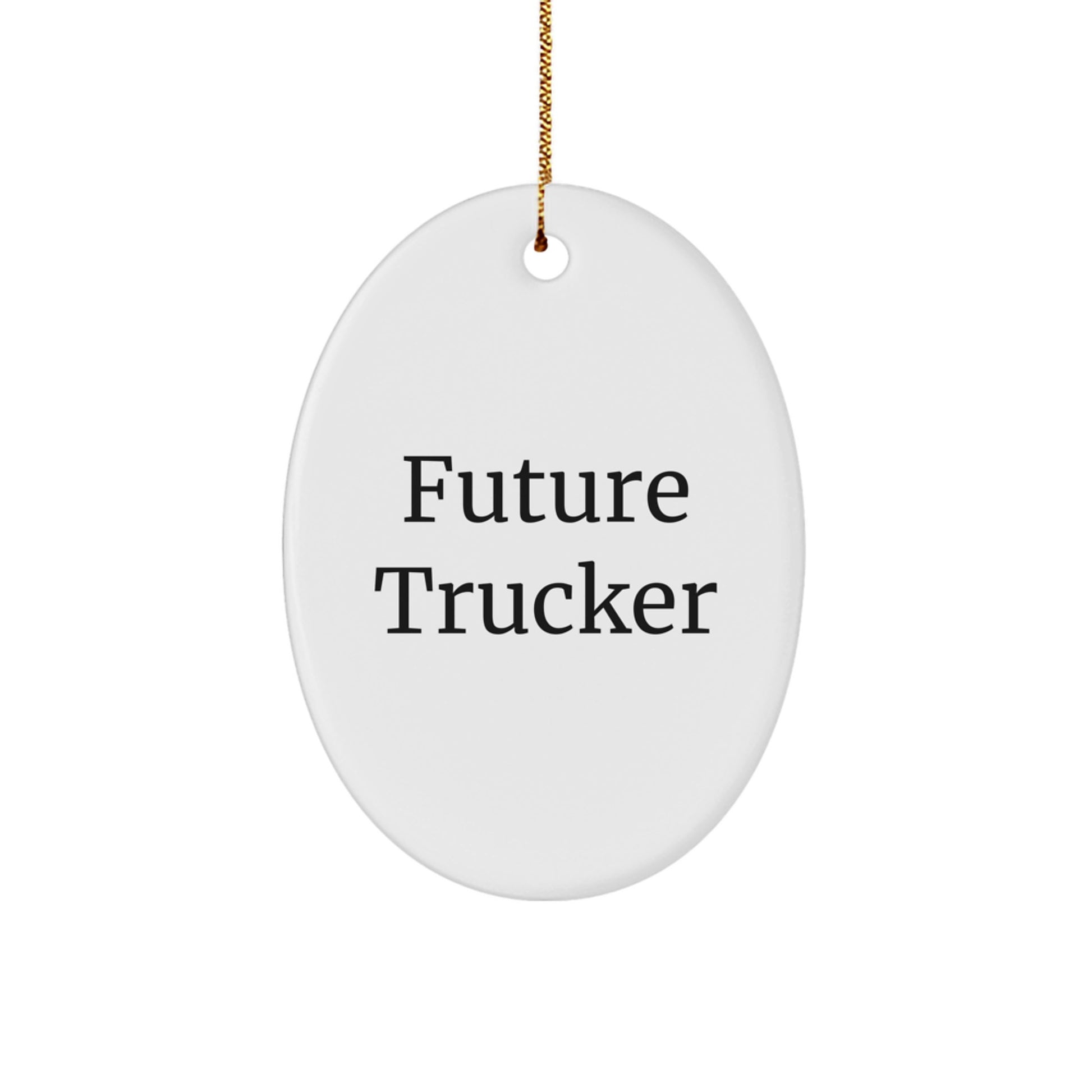 Funny Future Trucker Oval Ornament, Gifts for Trucker from Family, Oval Ornament for Trucker - Image 1