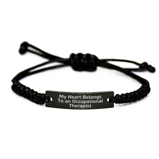 Funny Occupational Therapist Gifts from Friends to Occupational Therapist, 'My Heart Belongs To An Occupational Therapist' Rope Bracelet, Birthday Unique Gifts - Image 1