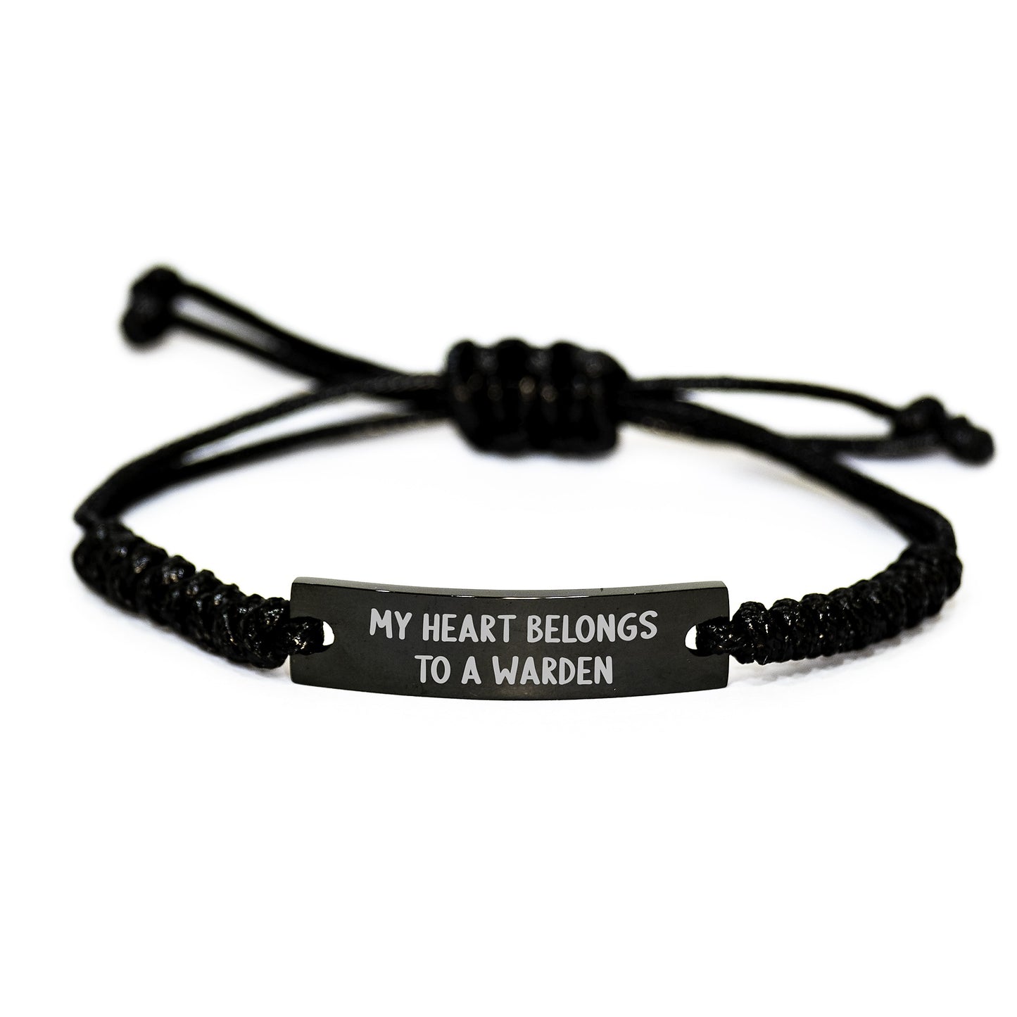 Funny Warden Rope Bracelet Gifts for Men from Friends - My Heart Belongs To A Warden Inspirational Christmas Unique - Image 1