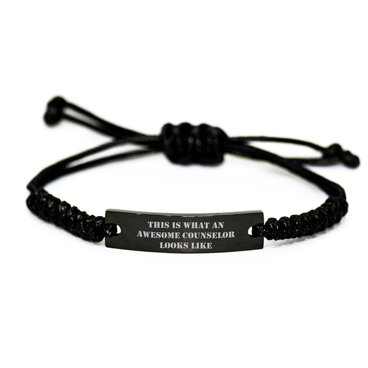 Funny Counselor Gifts from Friends for Graduation - Inspirational Rope Bracelet with Quote 'This Is What An Awesome Counselor Looks Like' - Gifts for Counselor - Image 1