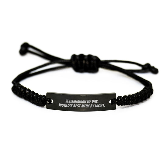 Veterinarian Gifts from Mom - Funny Quote Rope Bracelet, Adjustable Graduation Unique Gifts for Veterinarian Women - Image 1