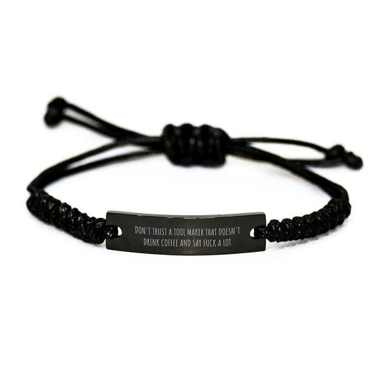 Funny Tool Maker Gift for Men - Black Rope Bracelet from Friends for Christmas Unique Gifts - Image 1