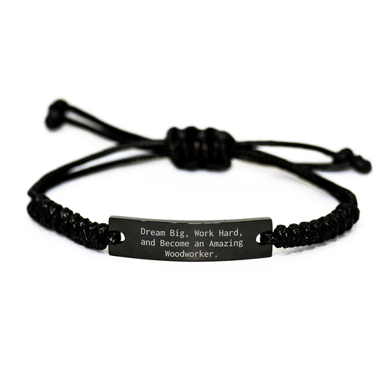Woodworker Rope Bracelet, Gifts from Men to Woodworker Friends, 'Dream Big, Work Hard, And Become An Amazing Woodworker.' Inspirational Graduation Unique Gifts for Woodworker - Image 1