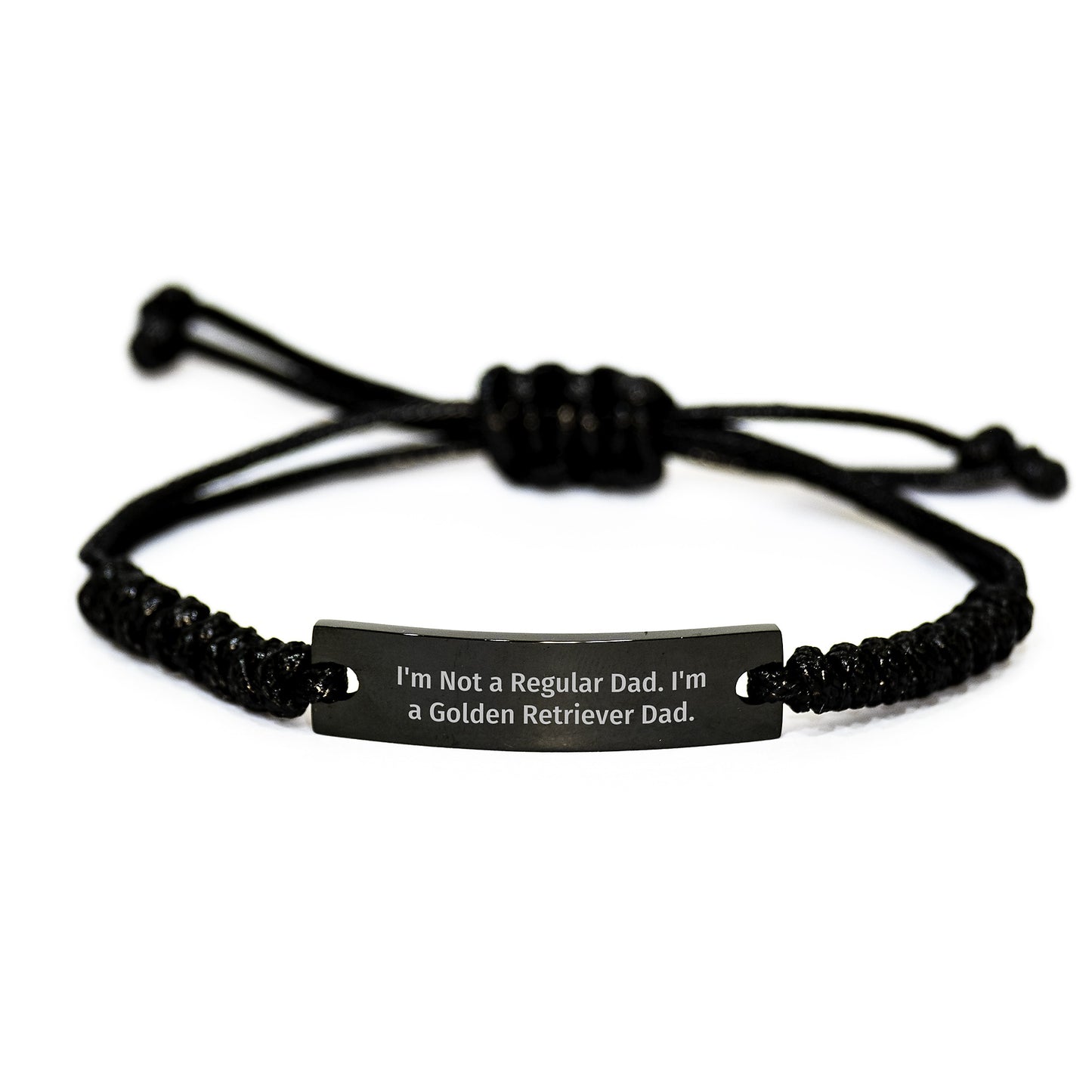 Golden Retriever Dad Rope Bracelet, Funny Quote Gift for Men from Friends, Adjustable Black Stainless Steel with Interlaced Rope, Birthday Unique Gifts for Golden Retriever Dog Lovers - Image 1