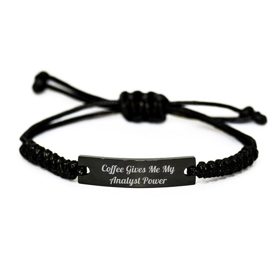 Funny Quote Rope Bracelet Gifts from Friends for Christmas - Analyst Power Black Rope Bracelet, Funny Analyst Gifts, Men, Women, Friends, Coworkers, Family - Image 1