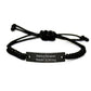 Baking Enthusiast Gifts from Men for Women's Birthday Unique Rope Jewelry, 'Baking Because Murder Is Wrong', Adjustable Black Stainless Steel Rope Bracelet with Organza Bag - Image 1