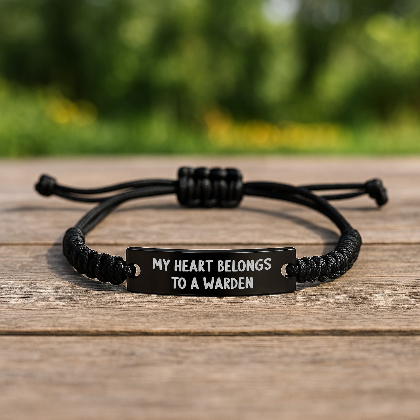 Funny Warden Rope Bracelet Gifts for Men from Friends - My Heart Belongs To A Warden Inspirational Christmas Unique - Image 2